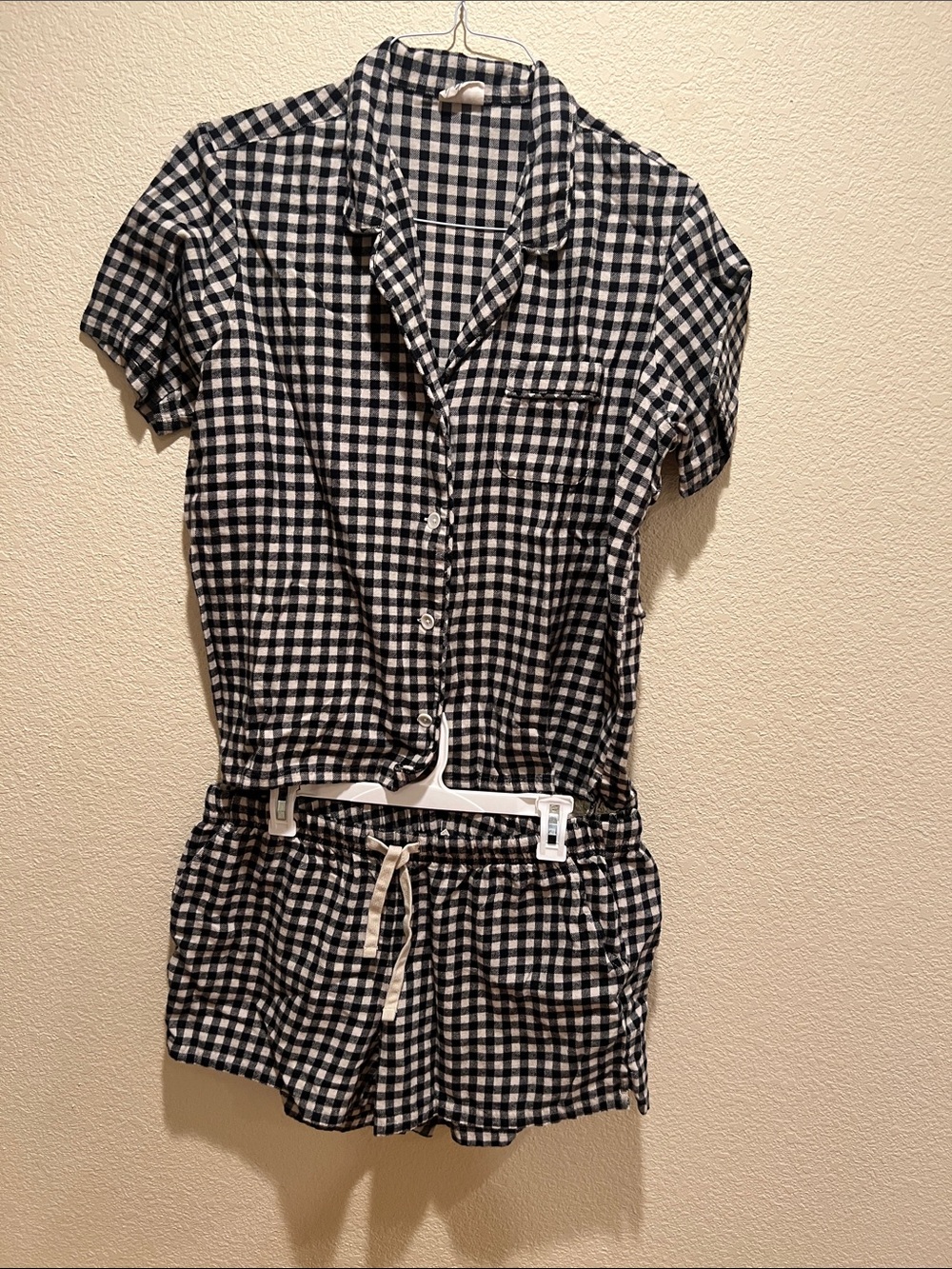 Pact Black and White Gingham Short PJ Set